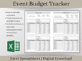 Event Budget Tracker, Excel Template, Track Budgeted and Actual Expenses on Multiple Events, Great for Event Planners