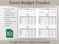 Event Budget Expense Tracker, Google Sheets Template, Track Budgeted and Actual Expenses on Multiple Events, Great for Event Planners