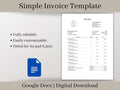 Simple Invoice Template, Google Docs Template Download, A perfect, easy-to-use template for small businesses or side hustles.