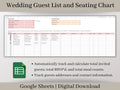 Wedding Guest List and Seating Chart Spreadsheet, Google Sheets, Plan Your Guest List, Seating Chart, and Meals Easily with this template.