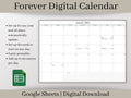 Digital Monthly Calendar, Minimalist Digital Monthly Planner Template, Google Sheets, Use for any year and start your week on any day.