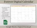 Forever Digital Calendar, Editable Google Sheets Planner Template, Use this calendar for any year and start your week on any day.