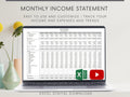 Monthly Income Statement, Monthly Profit and Loss, Easily Fillable and Printable, Google Sheets Template