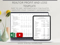 Simple Realtor Automated Profit and Loss Spreadsheet, Easy to Use Income Statement for Real Estate Agents, Excel Template