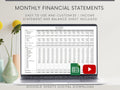 Monthly Income Statement and Balance Sheet, Google Sheets Spreadsheet, Perfect for Small Business or Side Hustle Financial Statements