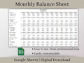 Monthly Balance Sheet, Fillable Google Sheets Template, Track Your Assets and Liabilities