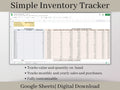 Inventory Tracker, Inventory Management Spreadsheet, Sheets Spreadsheet, Track sales, purchases, and quantities on hand for your items.