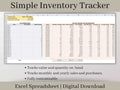 Inventory Tracker, Inventory Management Spreadsheet, Excel Template, Track sales, purchases, profit, and quantities on hand for your items.