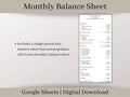 Monthly Balance Sheet, Fillable Google Sheets Template, Track Your Assets and Liabilities