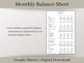 Monthly Balance Sheet, Fillable Google Sheets Template, Track Your Assets and Liabilities