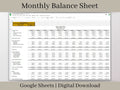 Monthly Balance Sheet, Fillable Google Sheets Template, Track Your Assets and Liabilities