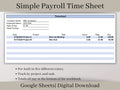 Payroll Time Sheet,  Easy to Use Employee Time Card Report, Google Sheets Spreadsheet