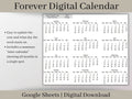 Digital Monthly Calendar, Minimalist Digital Monthly Planner Template, Google Sheets, Use for any year and start your week on any day.