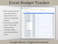 Event Budget Expense Tracker, Google Sheets Template, Track Budgeted and Actual Expenses on Multiple Events, Great for Event Planners