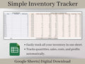 Inventory Tracker, Inventory Management Spreadsheet, Sheets Spreadsheet, Track sales, purchases, and quantities on hand for your items.