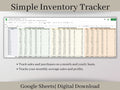 Inventory Tracker, Inventory Management Spreadsheet, Sheets Spreadsheet, Track sales, purchases, and quantities on hand for your items.