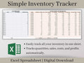 Inventory Tracker, Inventory Management Spreadsheet, Excel Template, Track sales, purchases, profit, and quantities on hand for your items.