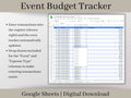 Event Budget Expense Tracker, Google Sheets Template, Track Budgeted and Actual Expenses on Multiple Events, Great for Event Planners