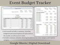 Event Budget Expense Tracker, Google Sheets Template, Track Budgeted and Actual Expenses on Multiple Events, Great for Event Planners