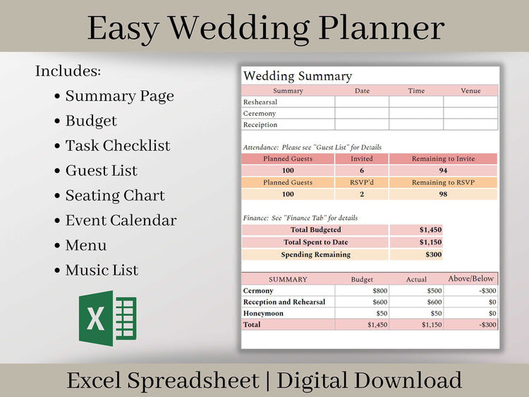 wedding planner excel template