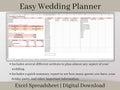 Easy Wedding Planner, Excel Wedding Template, Wedding Budget Spreadsheet, Wedding Checklist, Wedding Guest List, Wedding Seating Chart