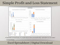 Automated Profit and Loss Statement, Excel Template, Easy Bookkeeping Spreadsheet for Your Small Business, Customizable Fiscal Year