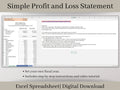 Automated Profit and Loss Statement, Excel Template, Easy Bookkeeping Spreadsheet for Your Small Business, Customizable Fiscal Year