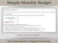 Monthly Budget Spreadsheet, Excel Planner Template, Easily Monitor Your Personal Finances and Start Saving