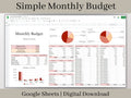 Monthly Budget Spreadsheet, Google Sheets Automated Budget Planner Template, Easy to use Financial Planner