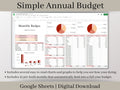 Annual Budget Spreadsheet, Google Sheets Annual and Monthly Budget Planner Template, Easy to Use Finance Planner