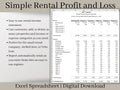 Rental Income Statement Spreadsheet and bank reconciliation tool, excel landlord template, Rental Profit and Loss, Great for Airbnb / Vrbo.