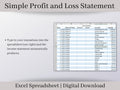 Automated Profit and Loss Statement, Excel Template, Easy to Use Bookkeeping Spreadsheet for Your Small Business or Side Hustle