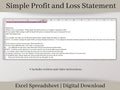 Automated Profit and Loss Statement, Excel Template, Easy Bookkeeping Spreadsheet for Your Small Business, Customizable Fiscal Year