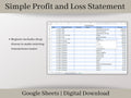 Automated Profit and Loss Statement, Google Sheets Template, Easy Bookkeeping Spreadsheet for Your Small Business, Customizable Fiscal Year