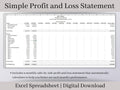 Automated Profit and Loss Statement, Excel Template, Easy to Use Bookkeeping Spreadsheet for Your Small Business or Side Hustle