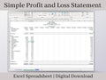 Automated Profit and Loss Statement, Excel Template, Easy to Use Bookkeeping Spreadsheet for Your Small Business or Side Hustle