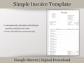 Simple Invoice Template Download, Google Sheets Spreadsheet, A perfect, easy-to-use template for small businesses or side hustles.