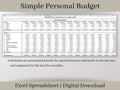 Simple Personal Budget Spreadsheet, Excel Budget Template, Easily Track Your Income and Expenses