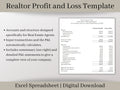 Simple Realtor Automated Profit and Loss Spreadsheet, Easy to Use Income Statement for Real Estate Agents, Excel Template