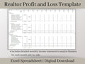 Simple Realtor Automated Profit and Loss Spreadsheet, Easy to Use Income Statement for Real Estate Agents, Excel Template