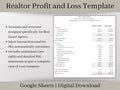 Simple Realtor Automated Profit and Loss Spreadsheet, Easy to Use Income Statement for Real Estate Agents, Google Sheets Template