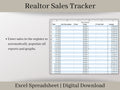 Realtor Sales Tracker Spreadsheet, Excel Template., Track your realtor's revenue and units sold in one easy report.