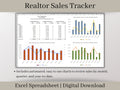 Realtor Sales Tracker Spreadsheet, Excel Template., Track your realtor's revenue and units sold in one easy report.