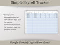 Summary Payroll Report, easy to use employee payroll tracker, summarize each payroll check into one report, Google Sheets Template