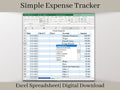 Simple Expense Tracker,  Excel Template, Automatically Calculates and Groups Expenses