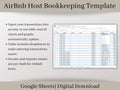 AirBnb Host Bookkeeping Spreadsheet, Google Sheets, Small Business Accounting Template, Profit and Loss Statement, Easy Expense Tracker