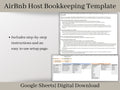 AirBnb Host Bookkeeping Spreadsheet, Google Sheets, Small Business Accounting Template, Profit and Loss Statement, Easy Expense Tracker