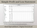 Automated Profit and Loss Statement, Excel Template, Easy Bookkeeping Spreadsheet for Your Small Business, Customizable Fiscal Year