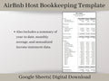 AirBnB Rental Income Statement, Google Sheets Spreadsheet, Track Monthly and Annual Income and Expenses for your Rental Company!