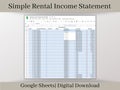 Rental Income Statement Spreadsheet, Landlords Template for Google Sheets, Rental Profit and Loss, Great for rental property & AirBNB hosts